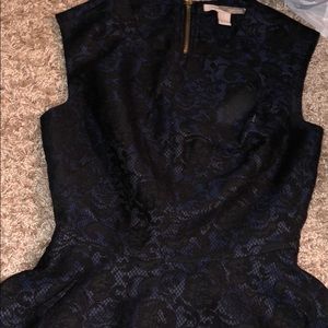 Blue and black lace peplum shirt